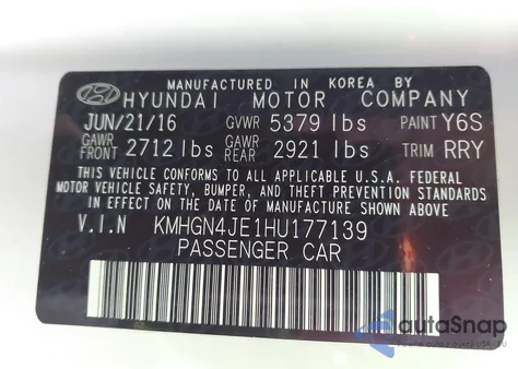 2017 Genesis G80 Premium/Ultimate z USA, uszkodzony, nr VIN KMHGN4JE1HU177139